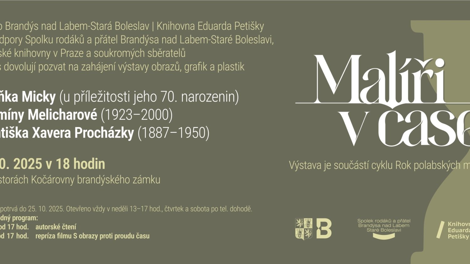 MALÍŘI V ČASE - vernisáž výstavy - 9. října 2025 od 16.30 hodin